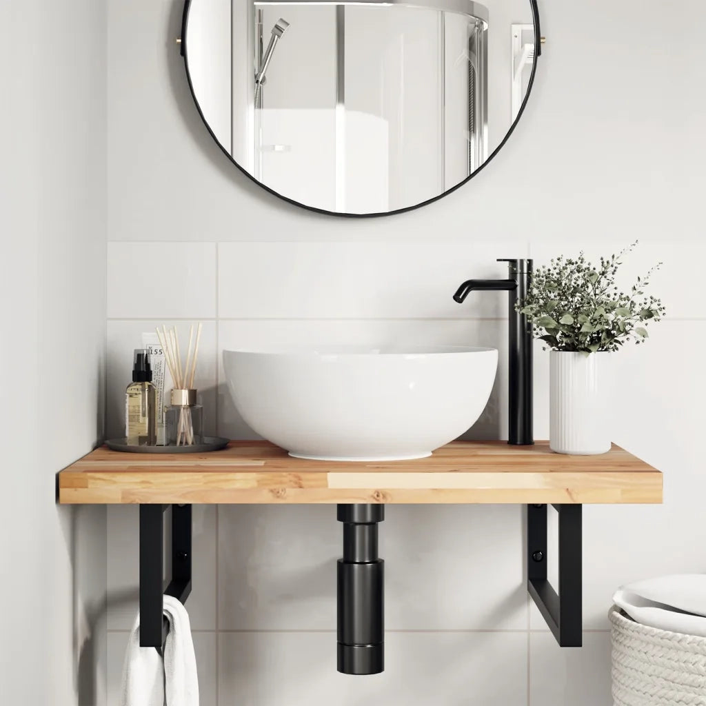 Piano da Bagno Non Trattato 80x50x4 cm Legno Massello di Acacia 3279678