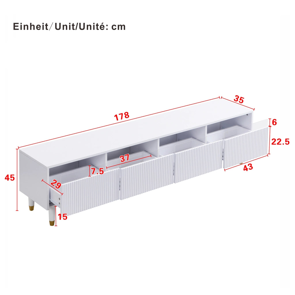 Cassettiera per TV bianca in MDF lunghezza 110 cm
