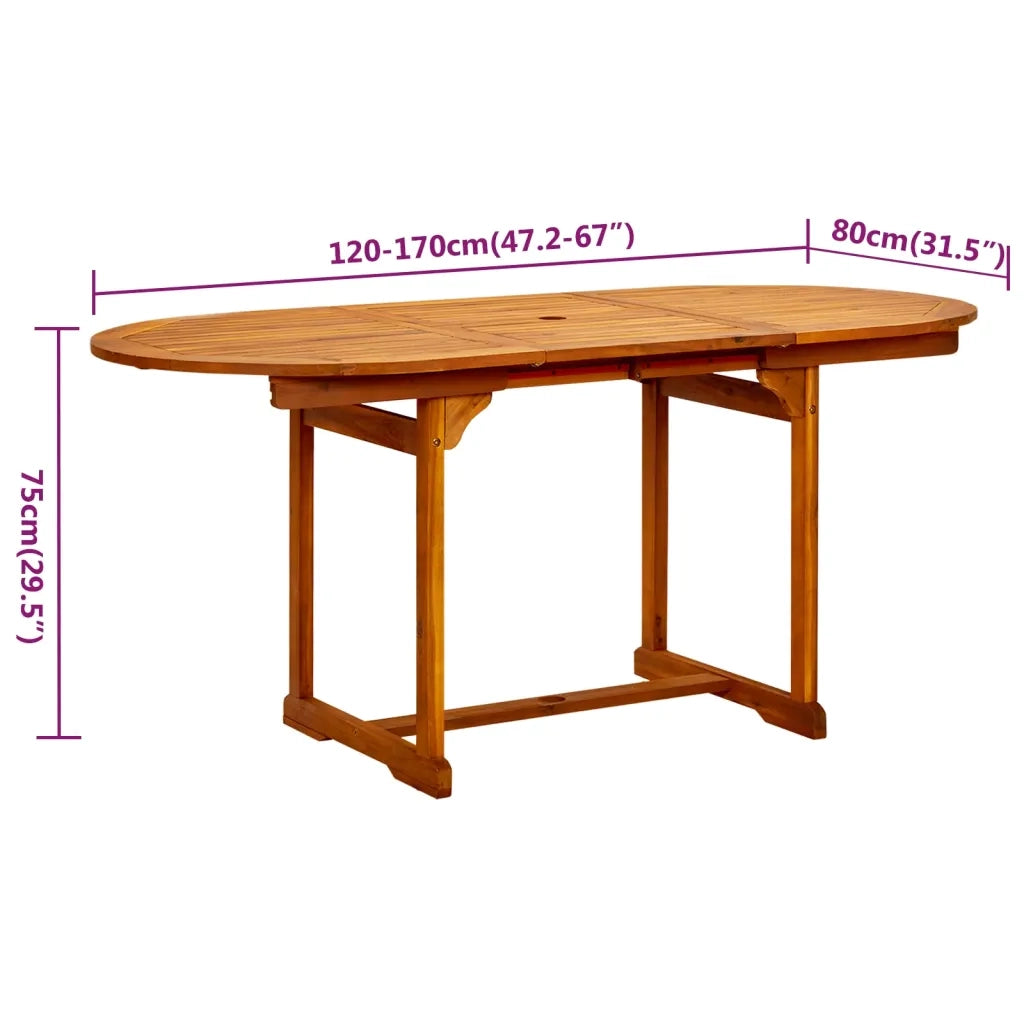 Set Mobili da Pranzo per Giardino 7 pz Legno Massello di Acacia 120-170 cm 3079644
