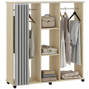 Armadio guardaroba mobile con ante e cassetti ¨C Xylo ¨C legno naturale 120x40x128cm con 6 ruote