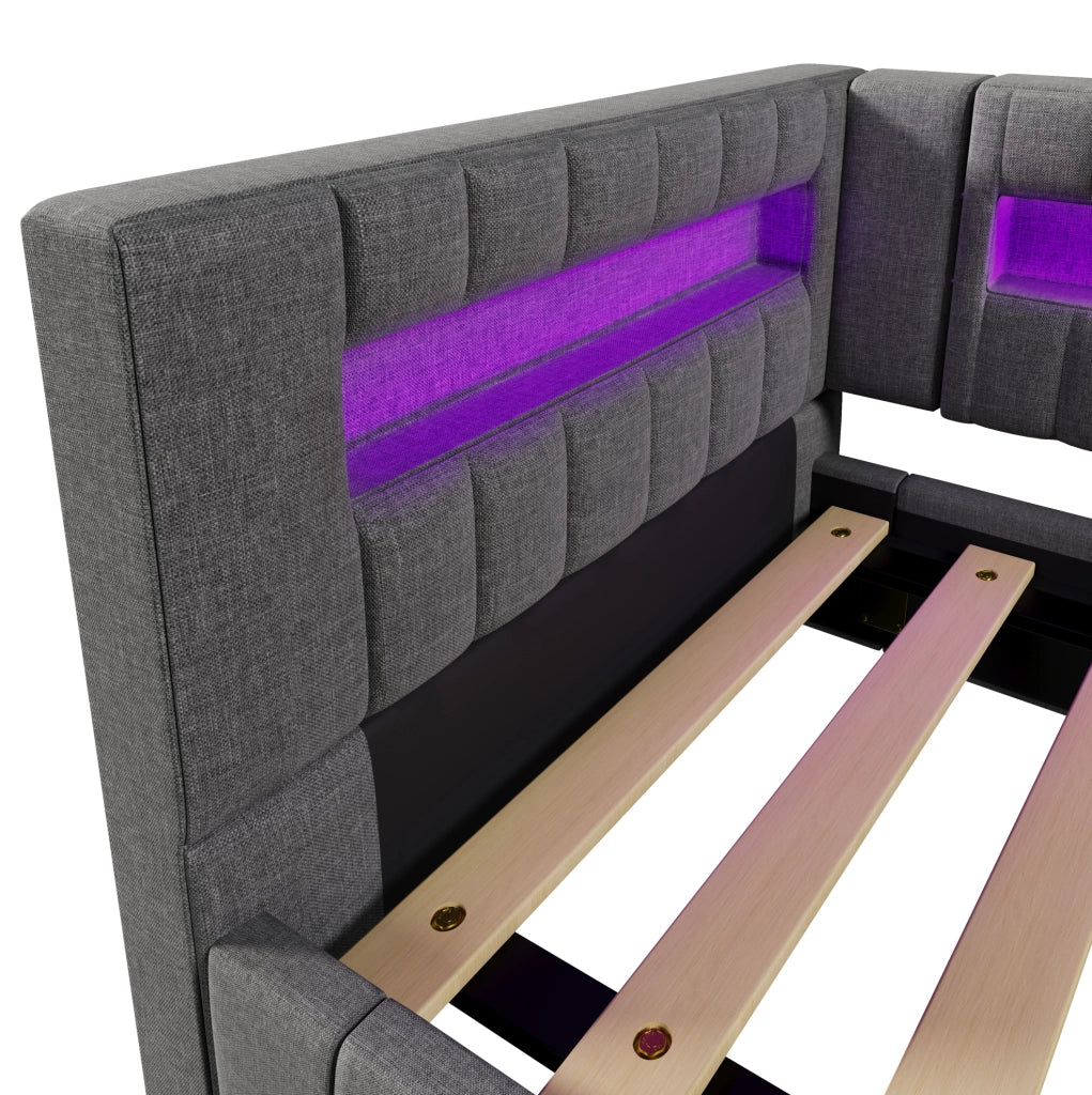 Letto contenitore 90x200 cm con LED, USB e porta Type-C