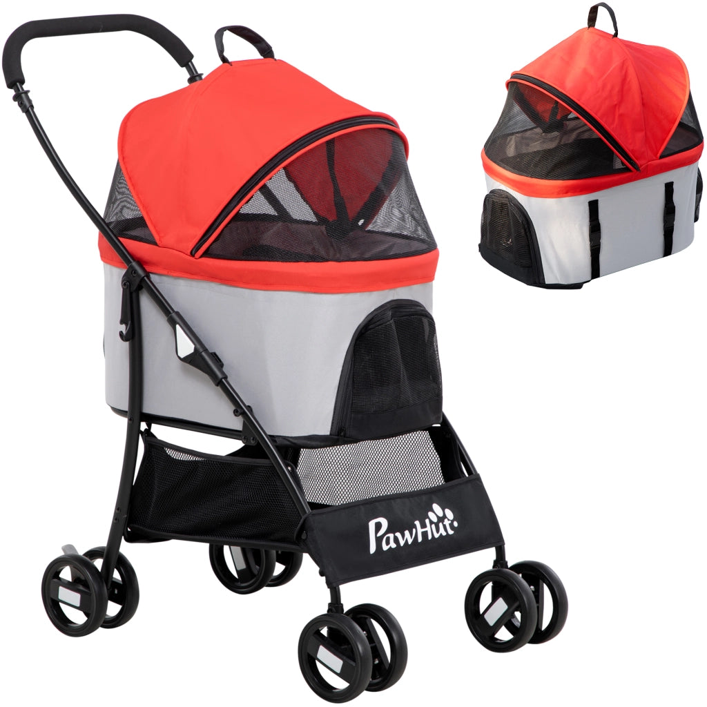 Trasportino per Cani Pieghevole con Tettuccio ¨C zephmum ¨C 82x49.5x98cm, Rosso