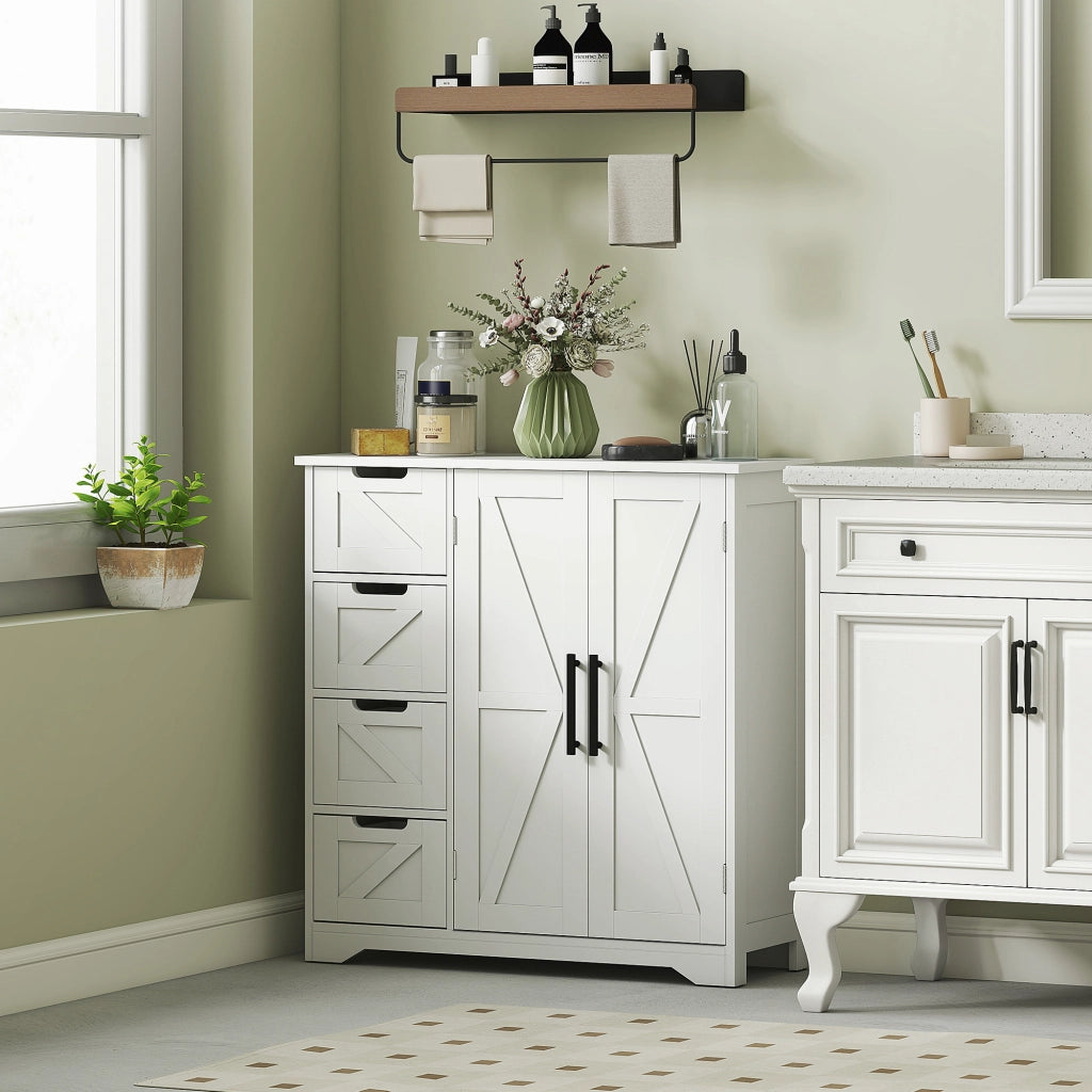 Mobile da bagno con cassetti e ante ¨C Minimal ¨C bianco 81.2x30x83.8 cm
