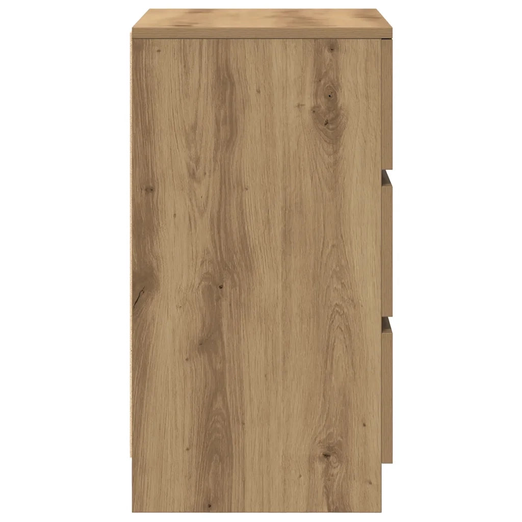 Comodino con 3 Cassetti Rovere Artigianale 39x35x65 cm 861353