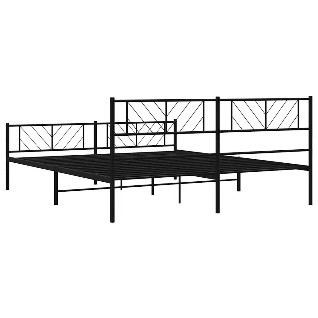Giroletto con Testiera e Pediera-Struttura Letto Metallo Nero 193x203 cm 696477