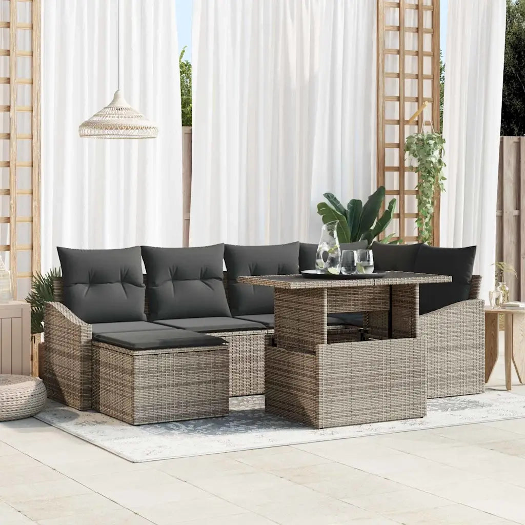 Set Divano da Giardino con cuscino 7 pcs Grigio
