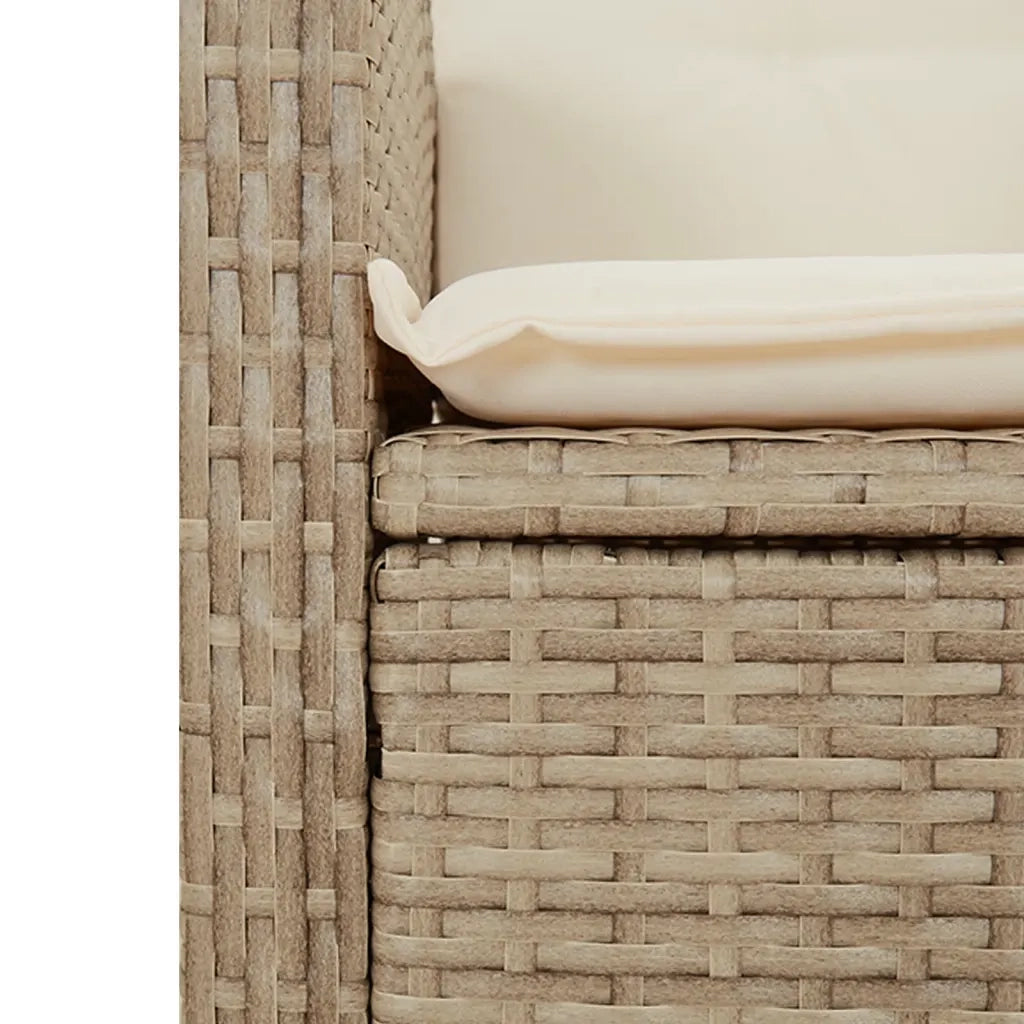 Sedia Reclinabile da Giardino con Cuscini Beige in Polyrattan 365212