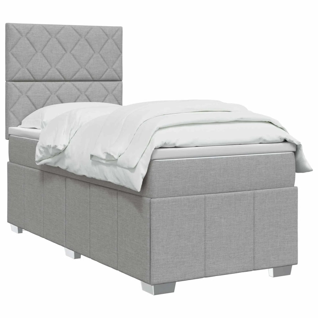 Letto Box Spring LED con Materasso Grigio Chiaro 100 x 200 cm 3455542