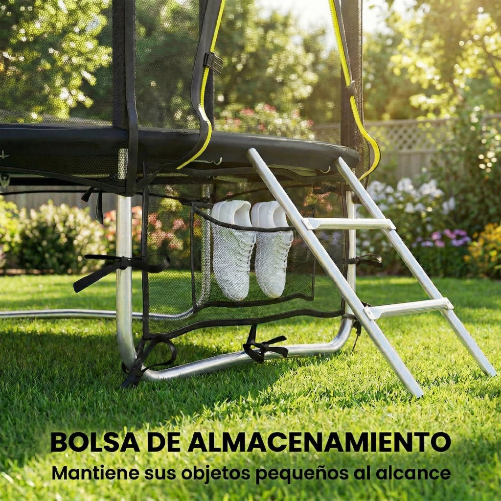 Trampolino da giardino ?183 cm ¨C Xylo ¨C con rete di sicurezza e scala, nero