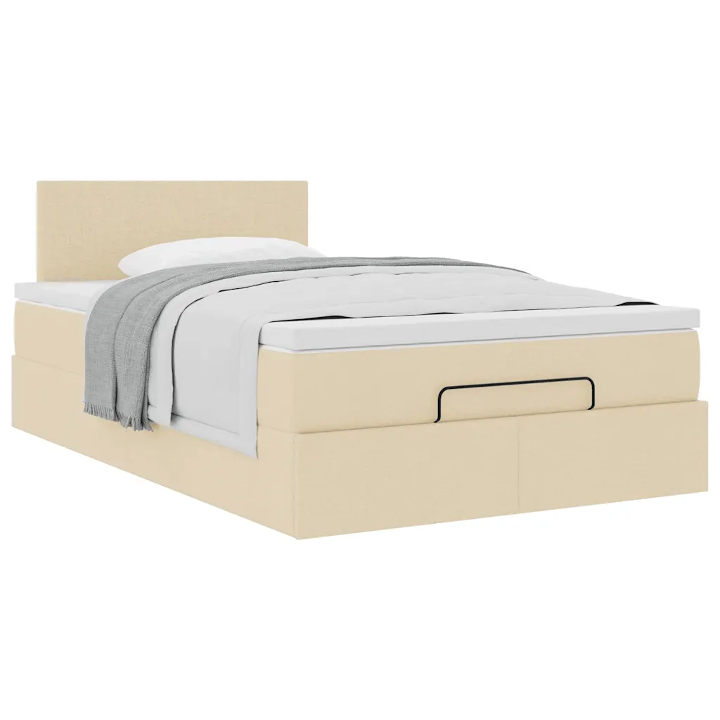 Struttura Letto Pouf con Materasso Crema 120x200 cm in Tessuto 3311371