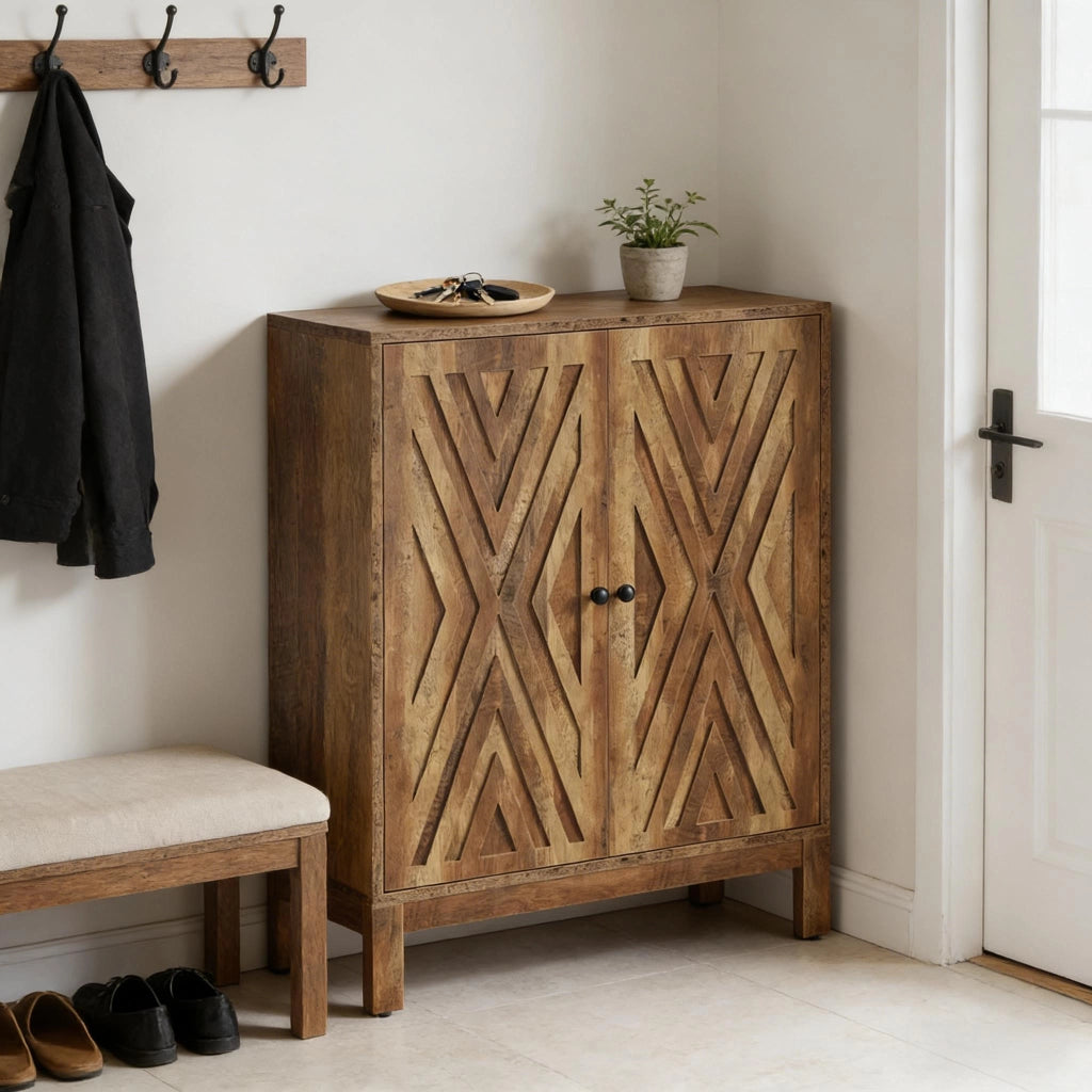 Scarpiera con 5 ripiani regolabili - per ingresso - in MDF e metallo - 101×48×22.5 cm