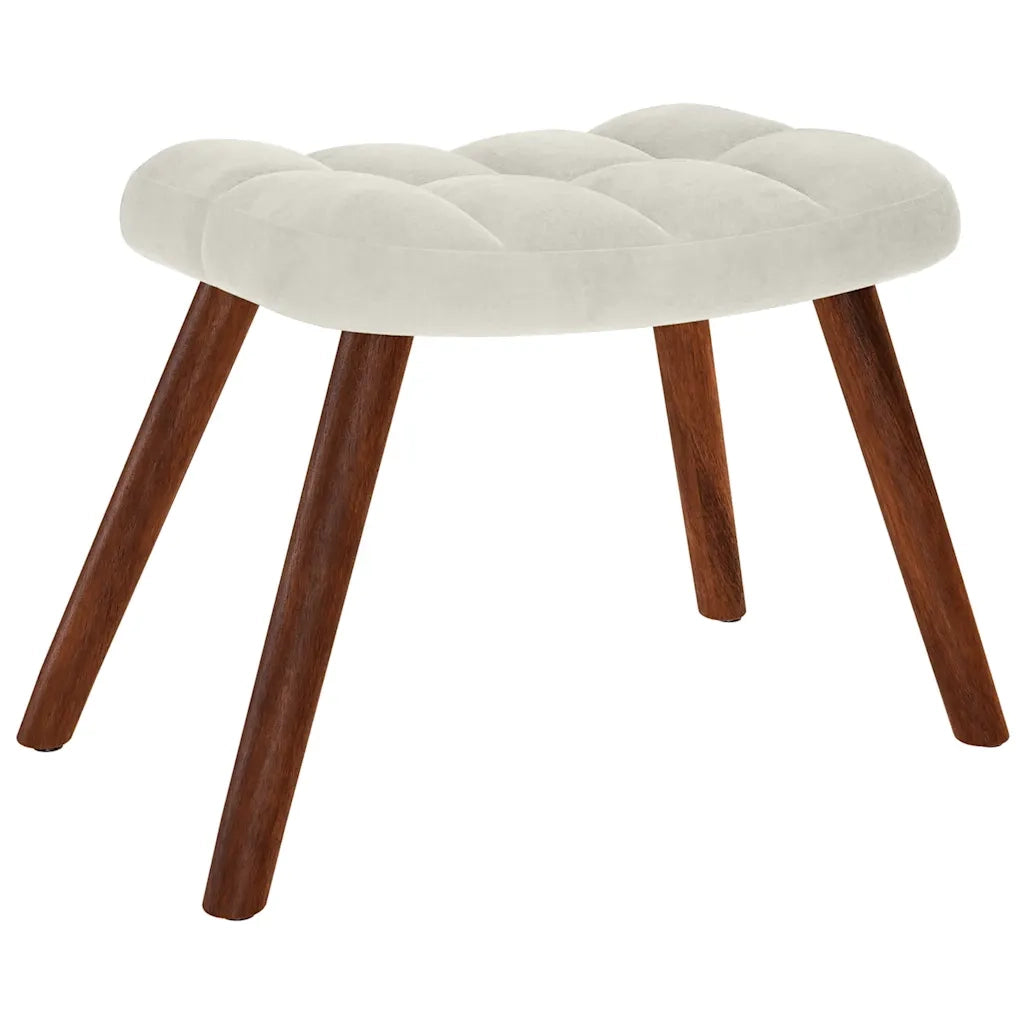 Divano Sedia-Poltrona Relax con Sgabello in Velluto Crema