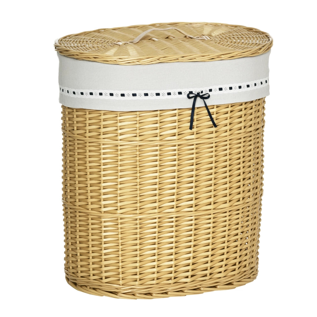 Cesto portabiancheria in vimini con coperchio e manici ¨C Xylo ¨C Naturale con sacco removibile