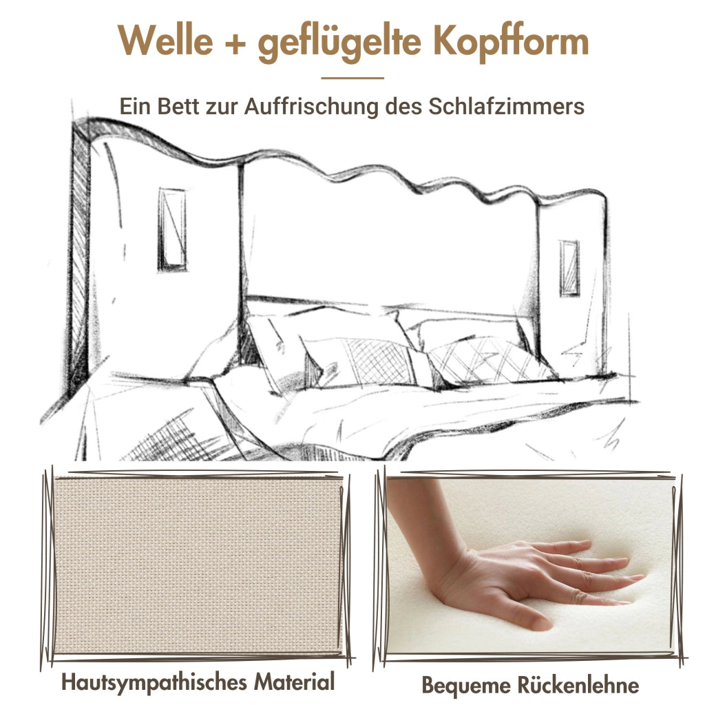 letto imbottito lino beige 160x200 cm