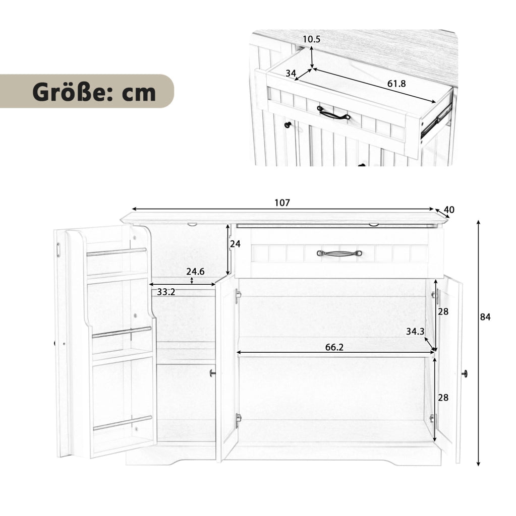 Credenza moderna in MDF nero con 3 ante; 1 cassetto e ripiani regolabili