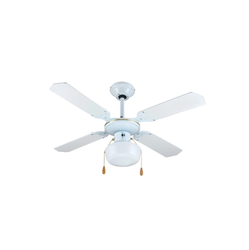 Ventilatore a Soffitto ZEPHIR 4 Pale 107 cm con Luce E27 60W, 3 Velocità, Reversibile, Comando a Cordicella, Design in Legno e Paglia di Vienna Effetto Rattan Bianco 70W Metallo e Legno