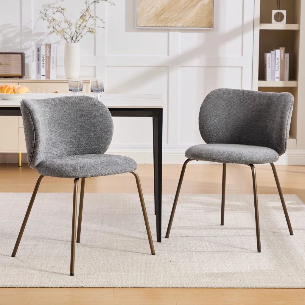 Sedie da pranzo contemporanee in ciniglia, comodo schienale curvo con morbida imbottitura, gambe in metallo color bronzo ¨C Arreda la tua cucina con co