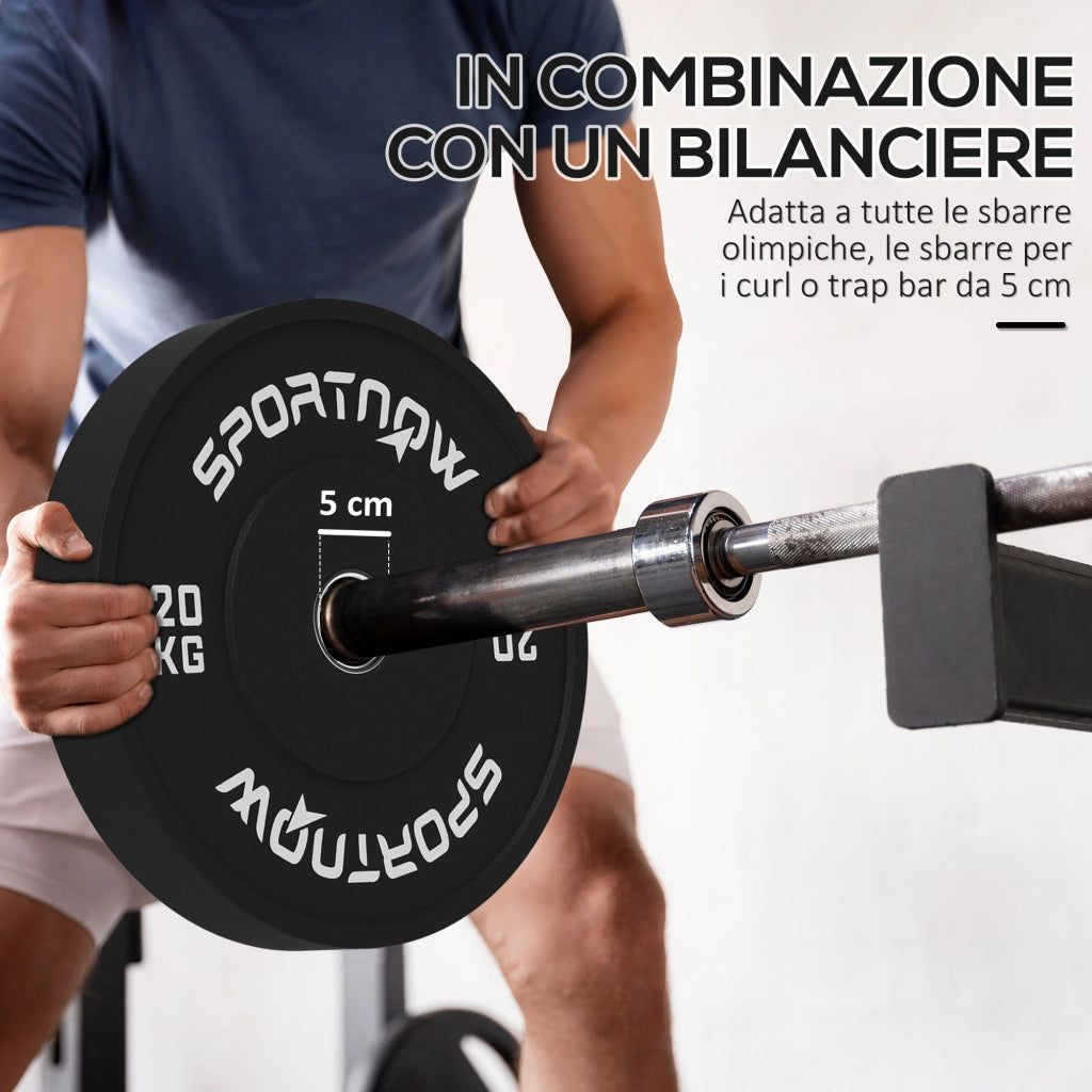 Dischi Pesi 20kg in Gomma ¨C Xylo ¨C Foro 5cm per Manubri e Bilancieri, Nero