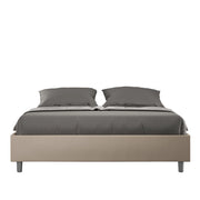 Letto Matrimoniale 160x210 cm con Rete e Contenitore Giroletto con Alzata Comoda Imbottito in Similpelle Azelia Tortora