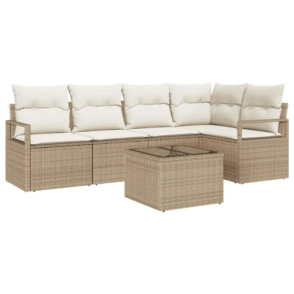 Set Divano da Giardino 6 pcs Beige e Crema polyrattan 3355060