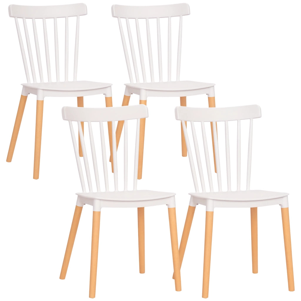 Set di 4 Sedie Scandinave con Schienale Alto ¨C Zephmum ¨C Polipropilene Gambe in Faggio 48x52.5x83 cm Bianco