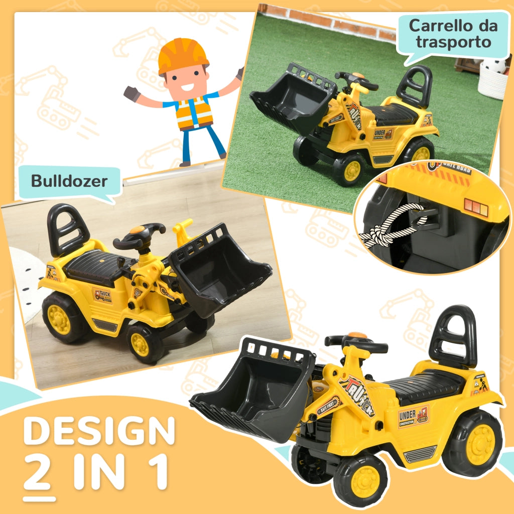 Giocattolo Escavatore per Bambini ¨C Minimal ¨C Giallo e Nero 80x26.5x39 cm