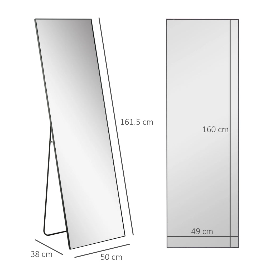 Specchio a Figura Intera ¨C Minimal ¨C Nero, Metallo, 50x2x161.5 cm