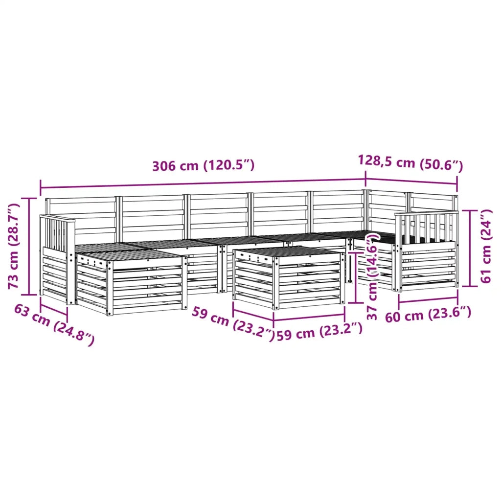 Set di divani da esterno 8 pcs Bianco 59 x 59 x 37 cm 3392224