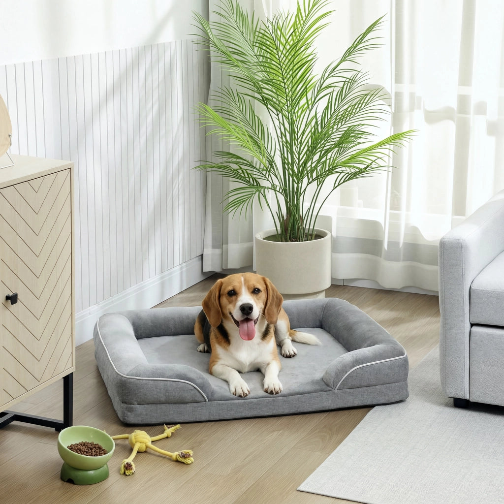 Cuccia per Cane e Gatto con Copertura Lavabile ¨C zephmum ¨C Grigio 91.5x68.5x16.5 cm
