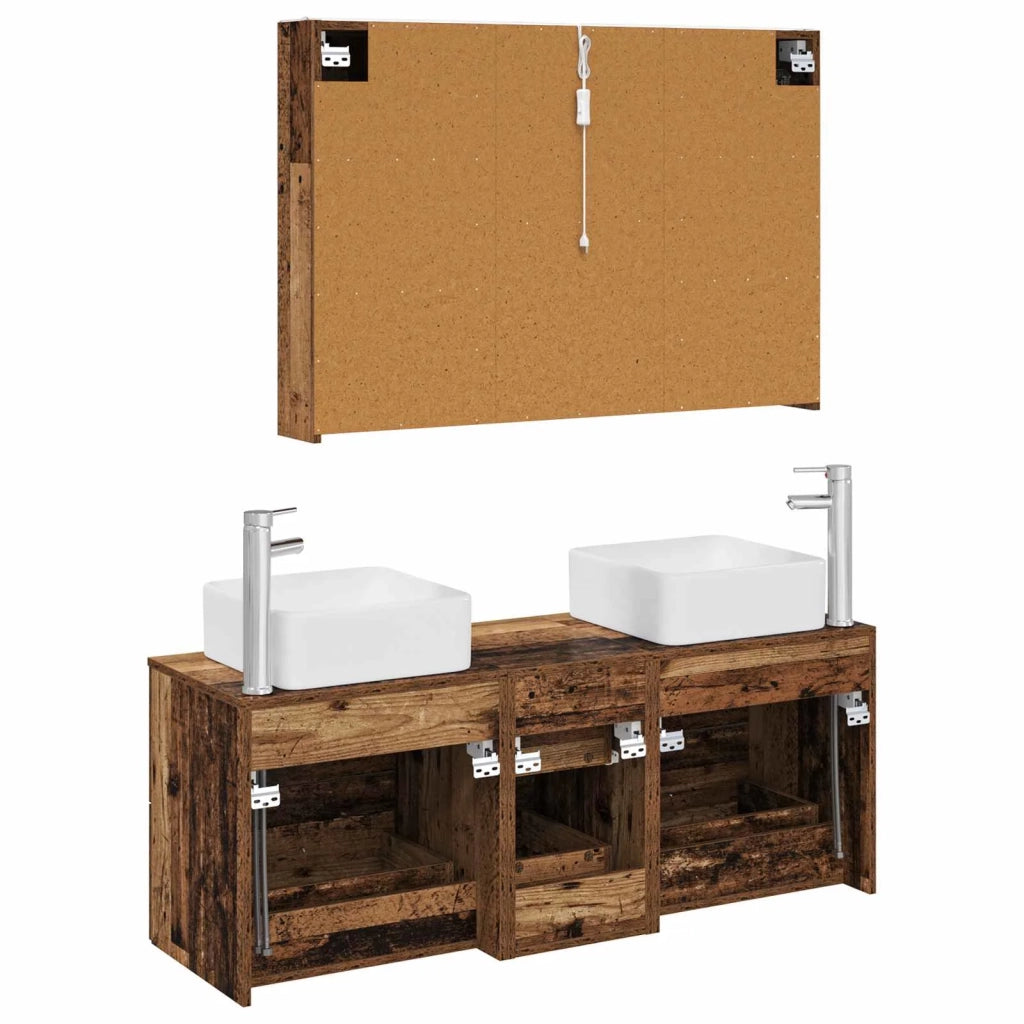 Set di mobili per il bagno 4 pz Legno antico 3406789