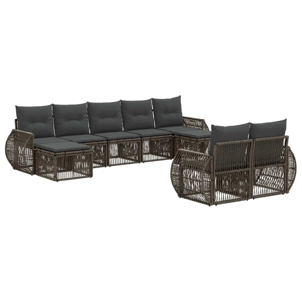 Set Divano da Giardino 9 pz Grigio e Grigio Scuro polyrattan 3435545