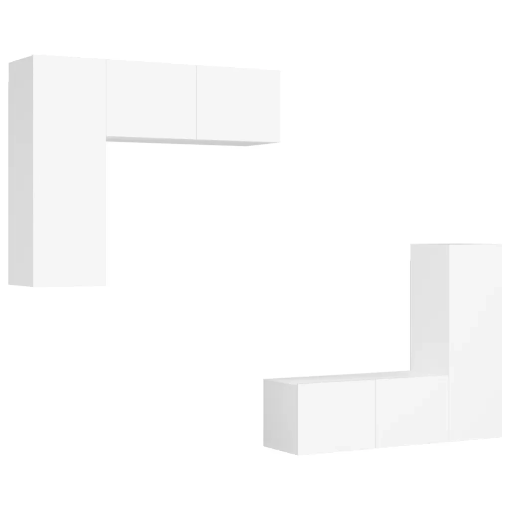 Set Mobili Porta TV 4 pz | Armadietto TV | Mobile Porta TV Bianco in Legno Multistrato