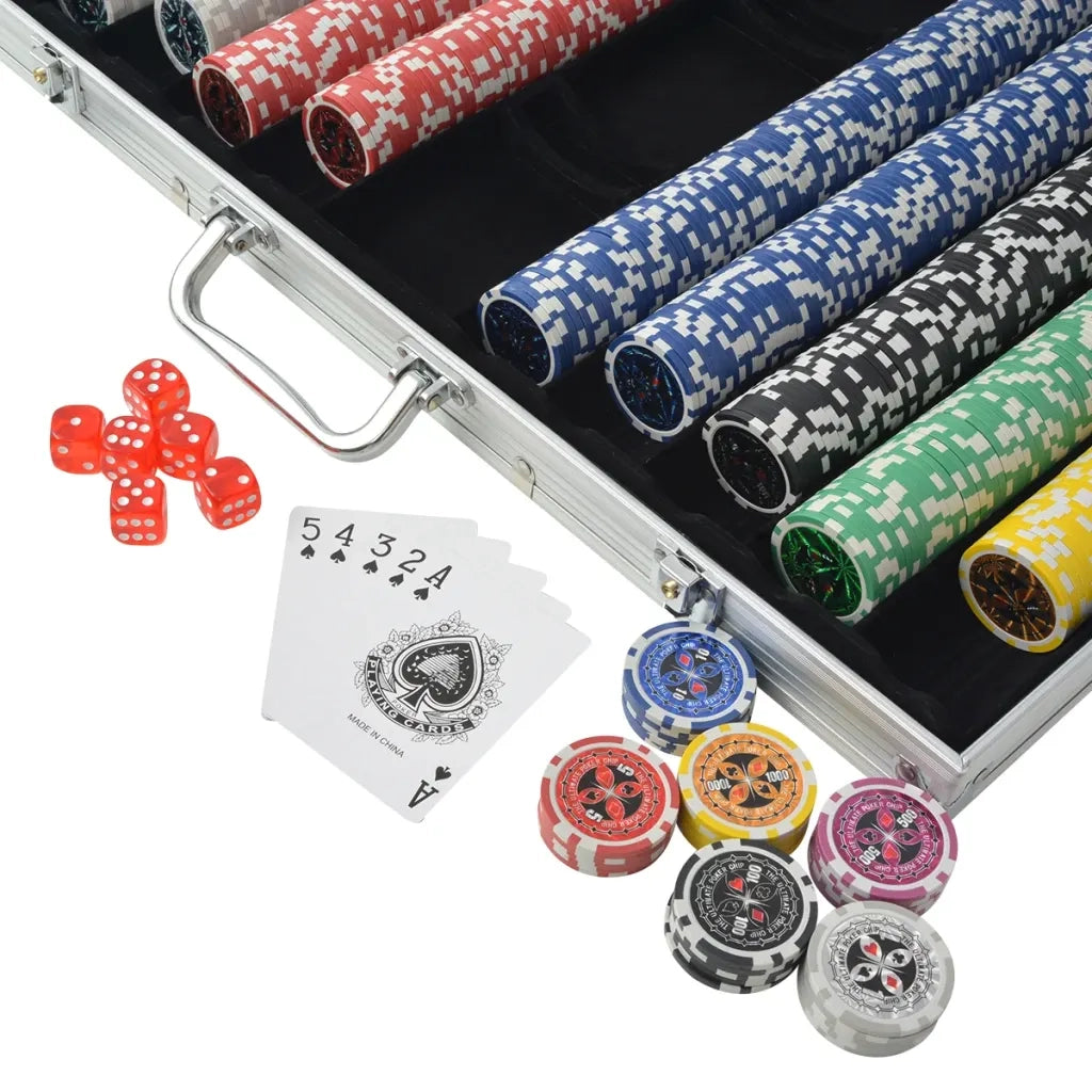 Set da Poker con 1000 Chips Laser Alluminio 80185