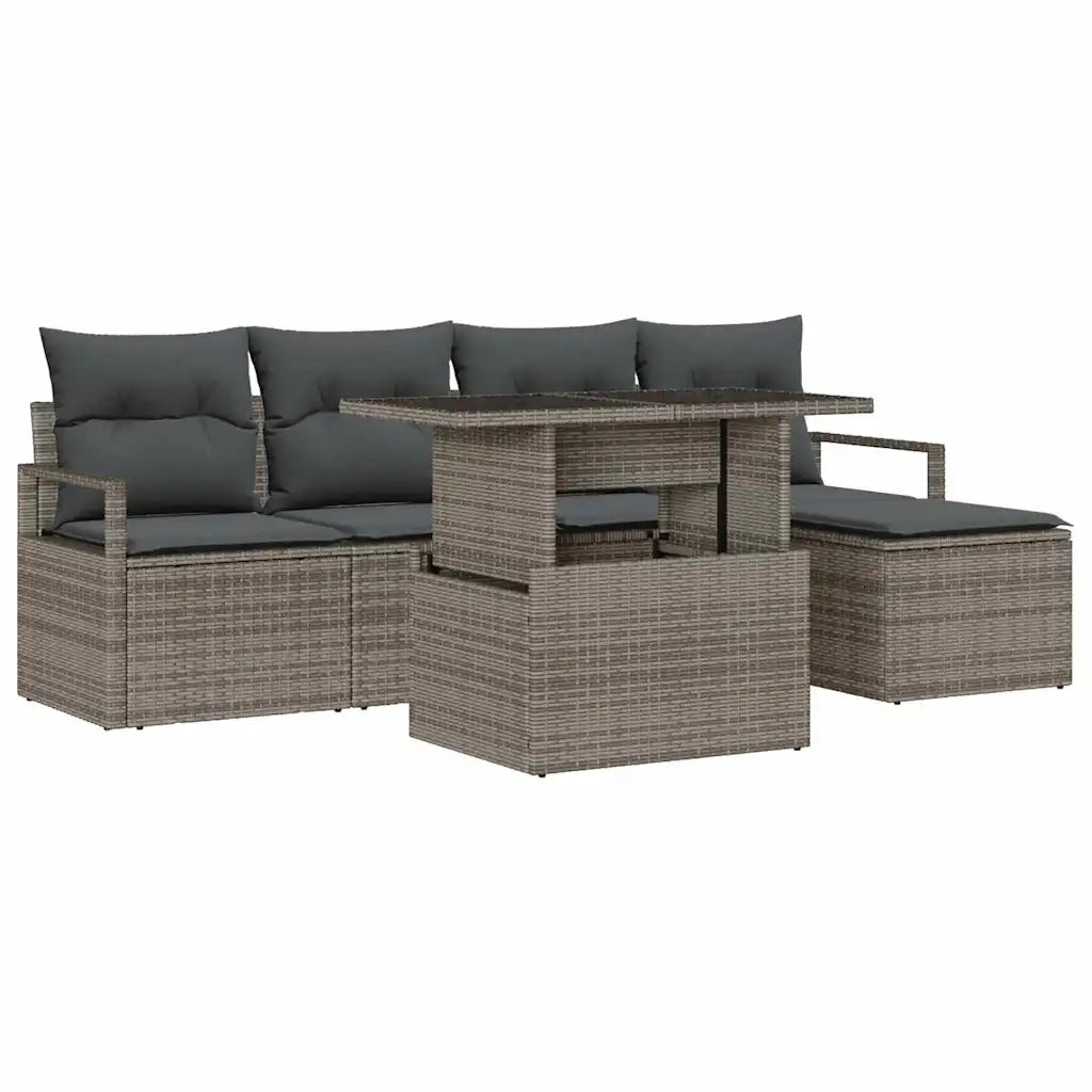 Set Divano da Giardino 6 pcs Grigio Poly Rattan 3357542