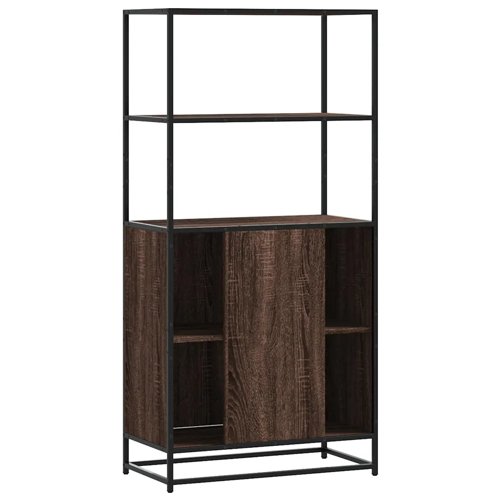 Credenza Rovere Marrone 68x35x139 cm Legno Multistrato Metallo 849053