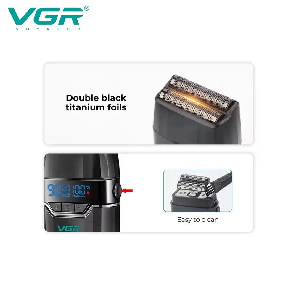 Trade Shop - Tagliacapelli Professionale Foil Shaver Vgr V-308 – Rasoio A Lamina Barber - Verde Acqua
