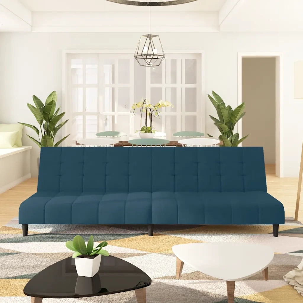 Divano Letto a 2 Posti Blu in Velluto 375762