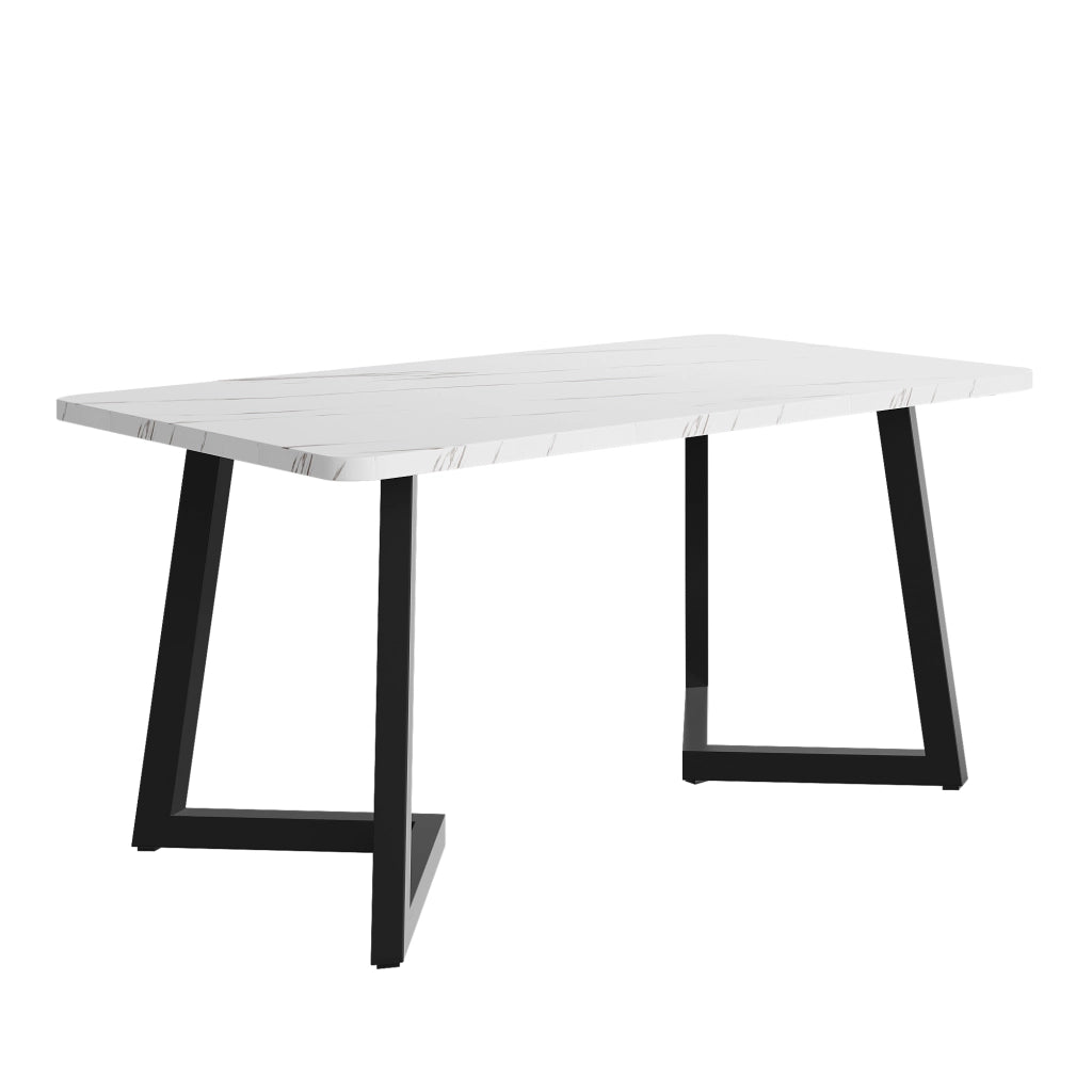 Tavolo da pranzo 117x68 cm (1 pezzo), struttura in metallo, tavolo da pranzo rettangolare con motivo marmorizzato moderno, tavolo da cucina con gambe