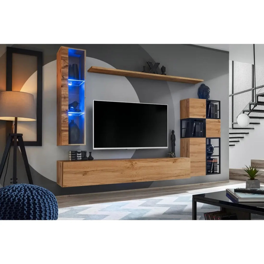 Mobile porta TV sospeso 180cm colore rovere Wotan. Collezione SWITCH.