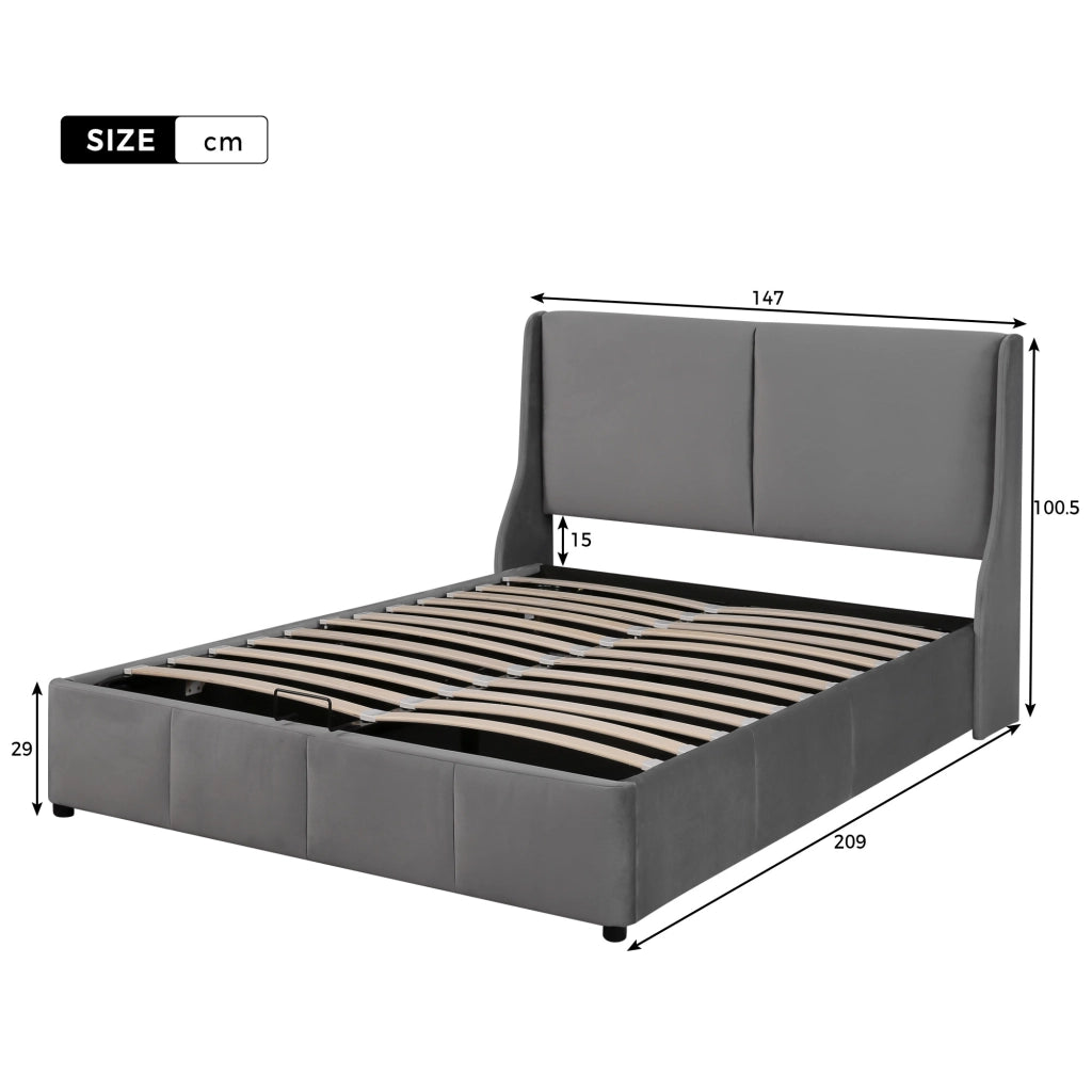 letto imbottito velluto grigio 140 x 200 cm