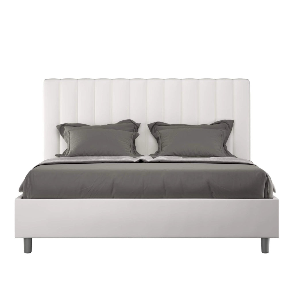 ityhome Letto matrimoniale king size contenitore imbottito 170x210 similpelle bianco Agueda