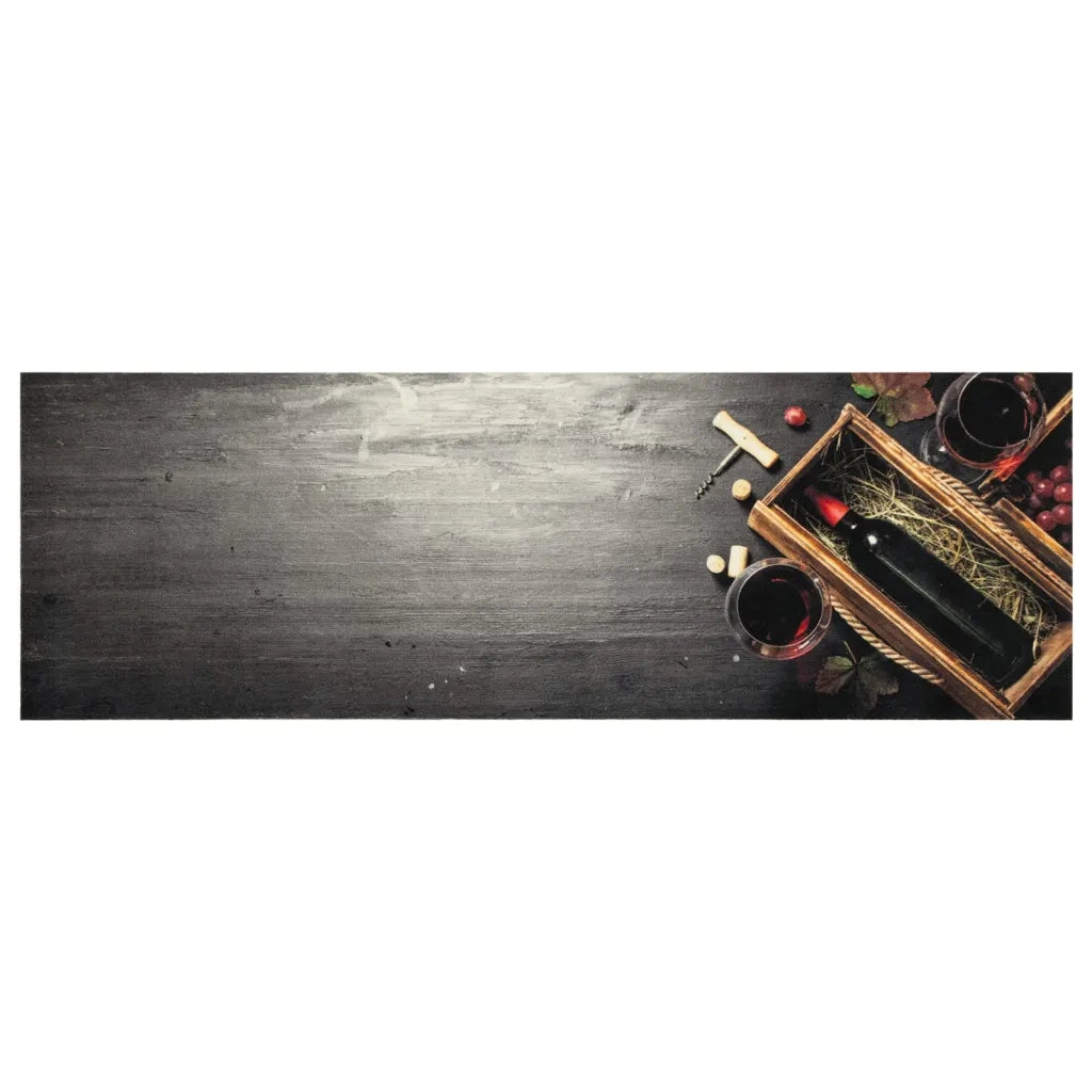 Tappeto da Cucina Lavabile-Tappetino da Cucina Bottiglia Vino 60x180 cm in Velluto