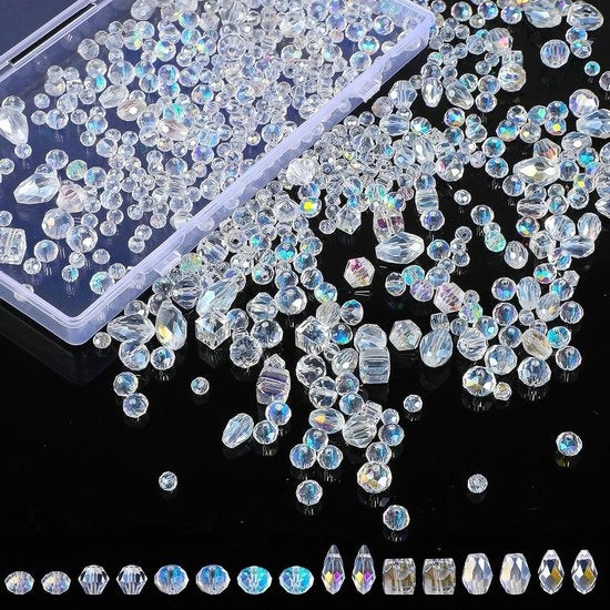 Facette di vetro in acciaio inossidabile - 600 pezzi - Collane per DIY - Collane da bracciale - Orecchini - Collane con cristallo - Collane lucide - Decorazione per la casa - Portachiavi.