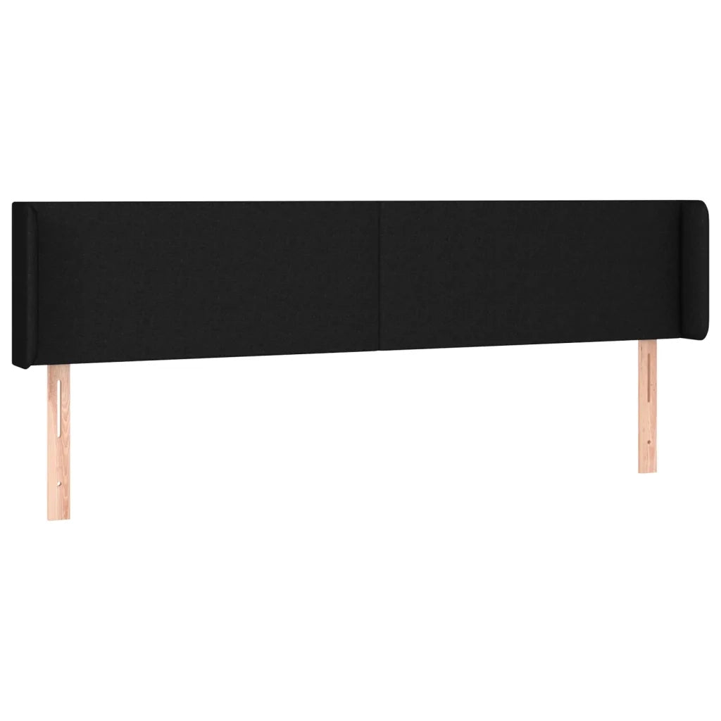 Testiera | Testata ad Orecchio Nera 163x16x78/88 cm in Tessuto