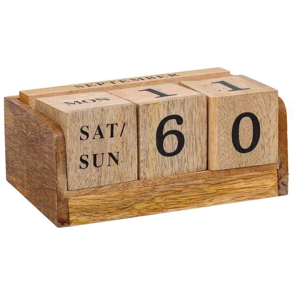 Calendario porta biglietti in legno marrone 19x10x11h