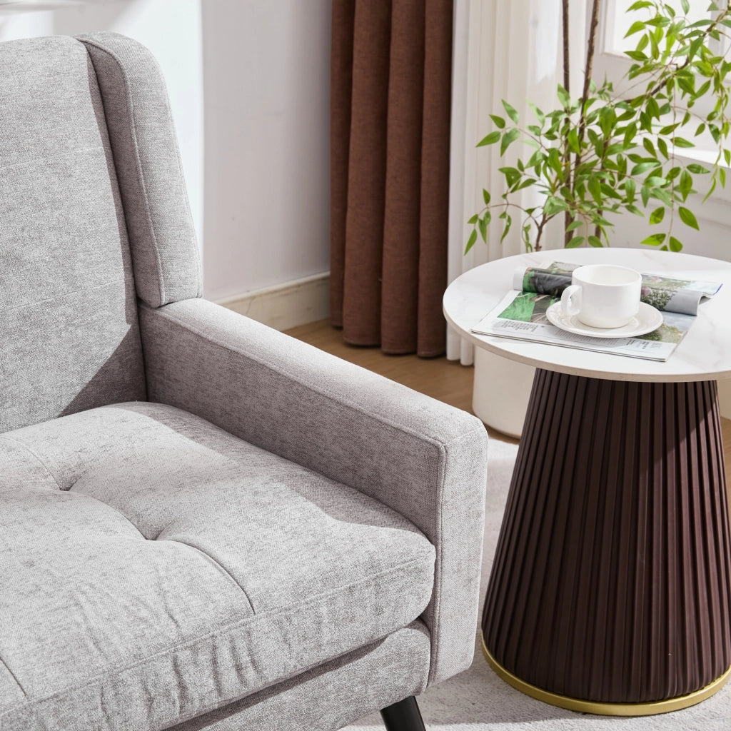 Poltrona Panca 2 Posti in Tessuto Lino ¨C MINIMAL ¨C Gambe in Legno Massello, Seduta Imbottita
