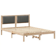 Letto matrimoniale | Letto per adulti | Letto con Testiera Rivestita Grigio scuro 140 x 200 cm