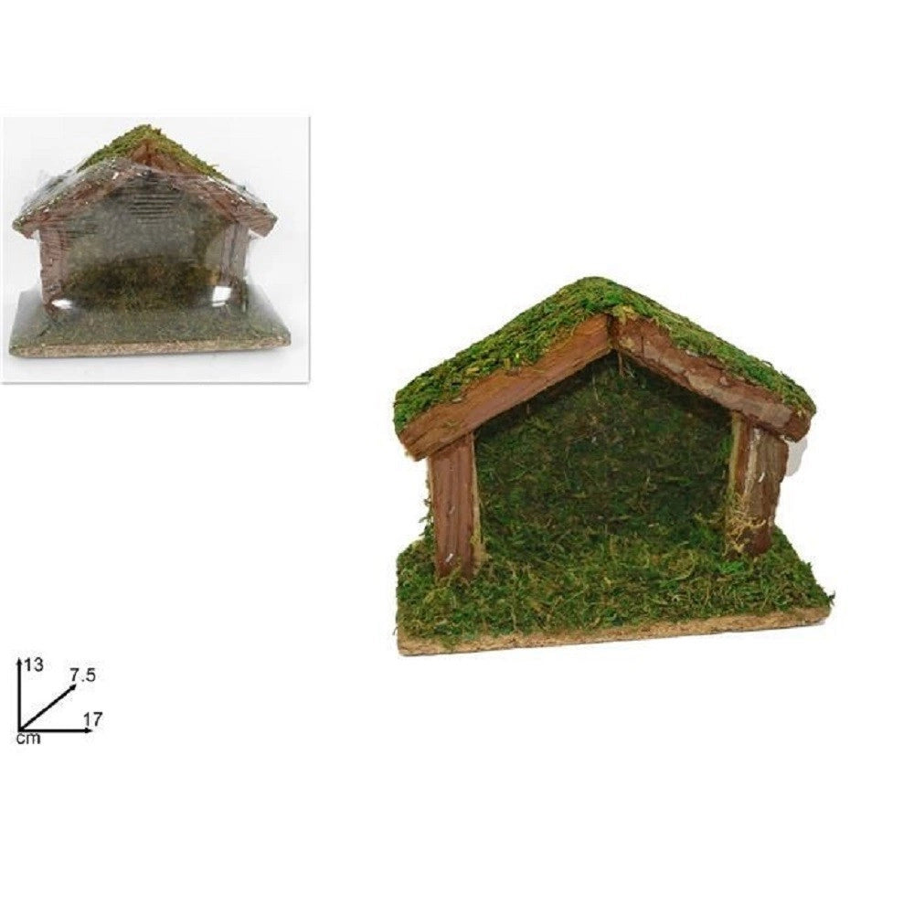Trade Shop - Capanna Vuota 17x13x7.5 Cm Muschio Presepe Addobbo Decorazione Natale Natalizio -