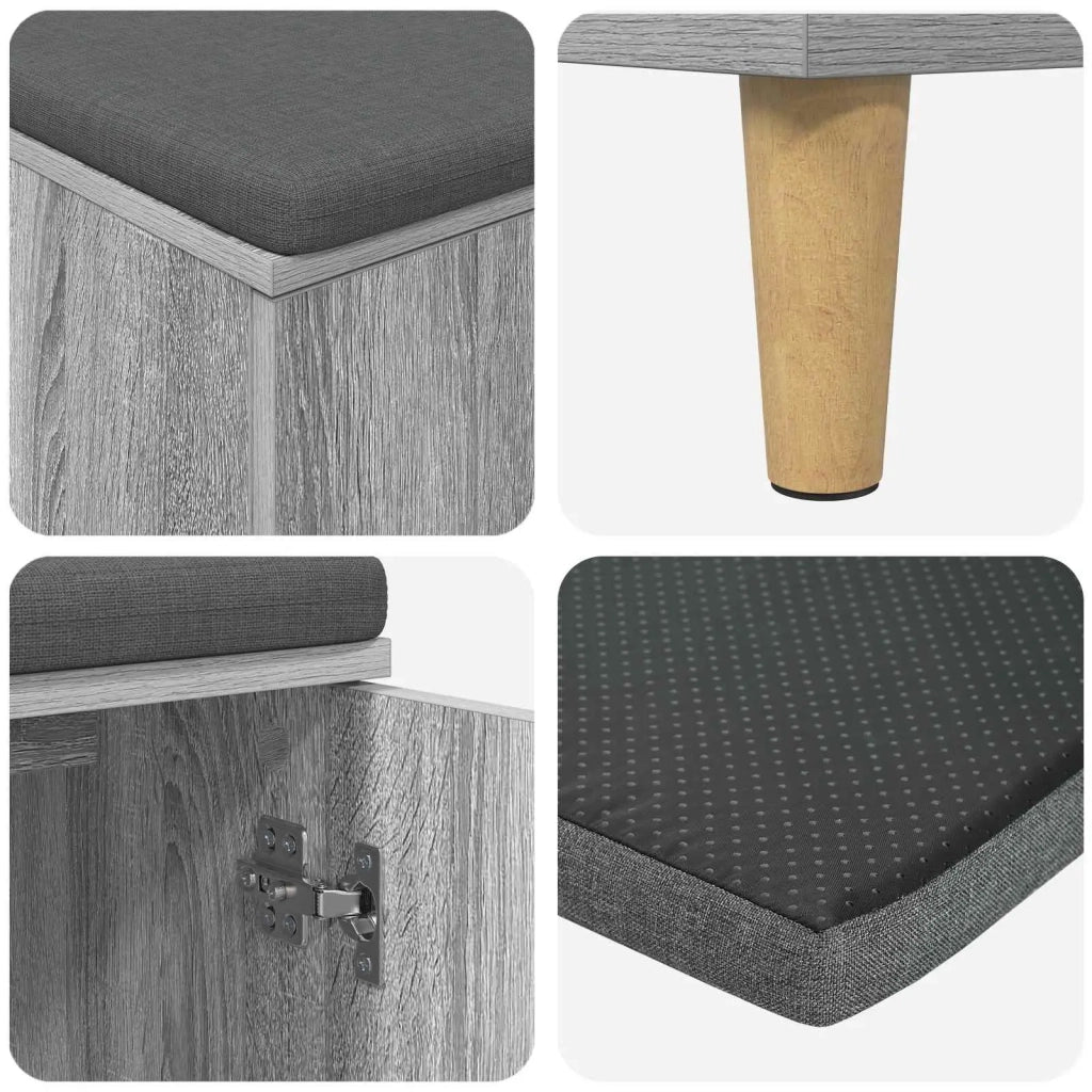 Panca per ingresso con cuscino-Sgabello-Panca da Corridoio Grigio Sonoma 60 x 38 x 46 cm 156264