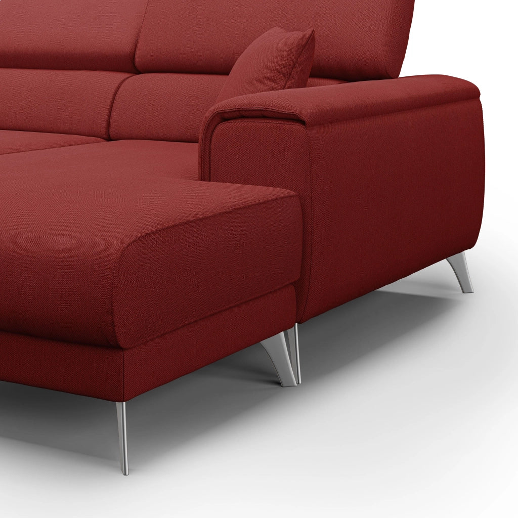 Fusion Divano angolare con sedute scorrevoli in tessuto morbido smacchiabile T05 260 cm Sinistro rosso
